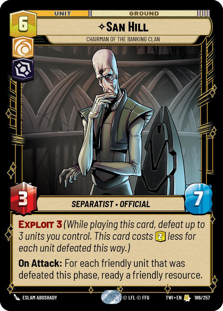 San Hill, Chairman of the Banking Clan, Twilight of the Republic Card Art