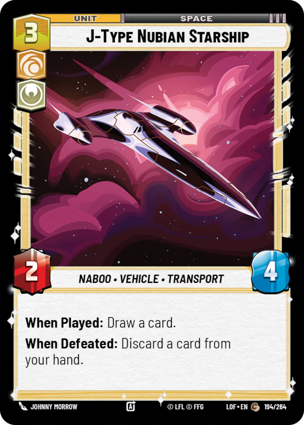 J-Type Nubian Starship, Legends of the Force Card Art