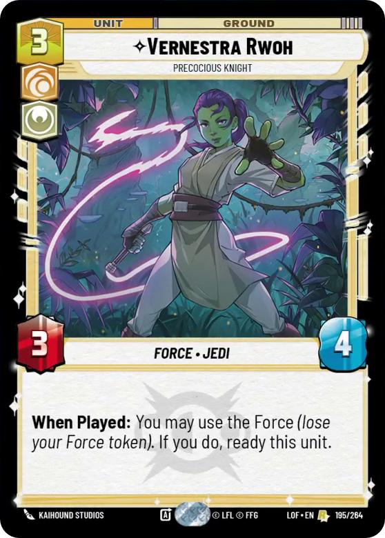 Vernestra Rwoh, Precocious Knight, Legends of the Force Card Art