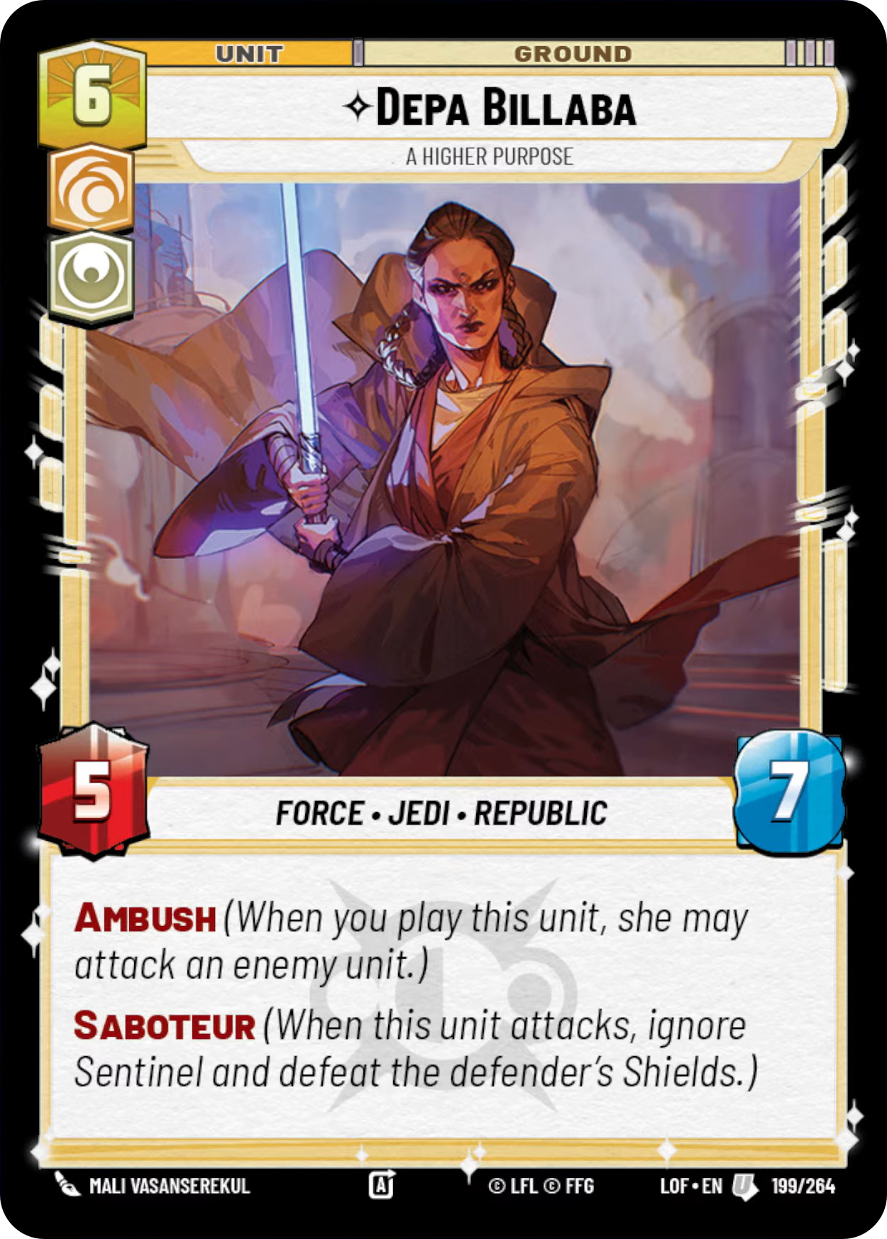 Depa Billaba, A Higher Purpose, Legends of the Force Card Art
