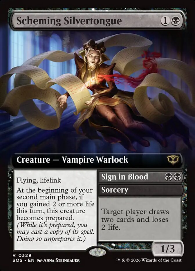 Scheming Silvertongue // Sign in Blood, Secrets Of Strixhaven Card Art