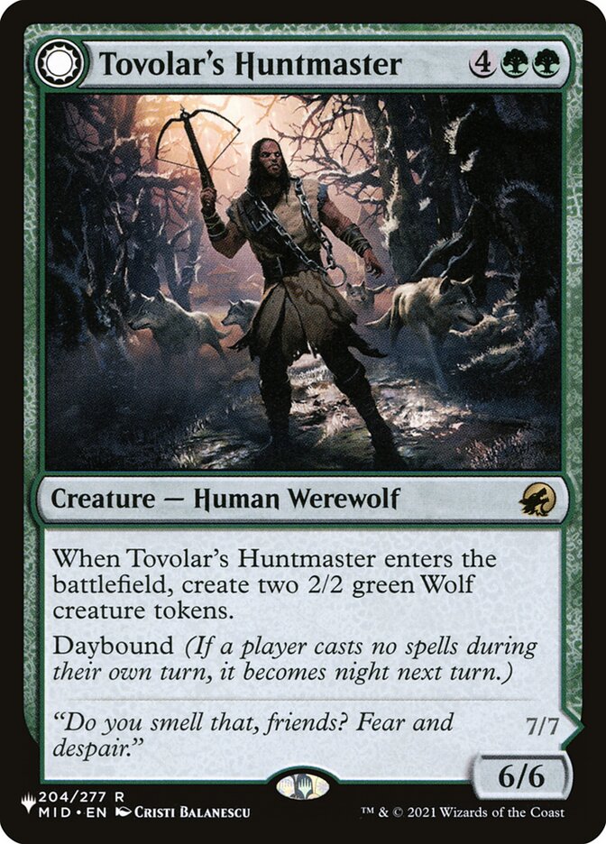 Tovolar's Huntmaster // Tovolar's Packleader, The list Card Art