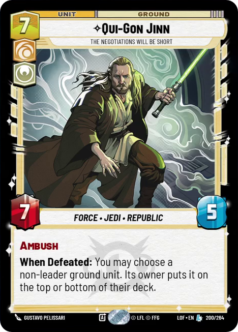 Qui-Gon Jinn, The Negotiations Will Be Short, Legends of the Force Card Art