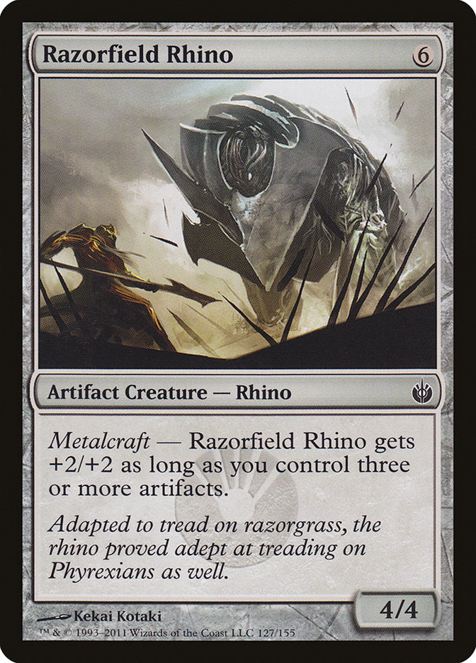 Razorfield Rhino, Mirrodin besieged Card Art