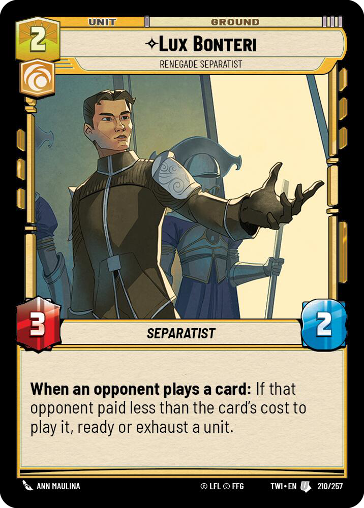 Lux Bonteri, Renegade Separatist, Twilight of the Republic Card Art