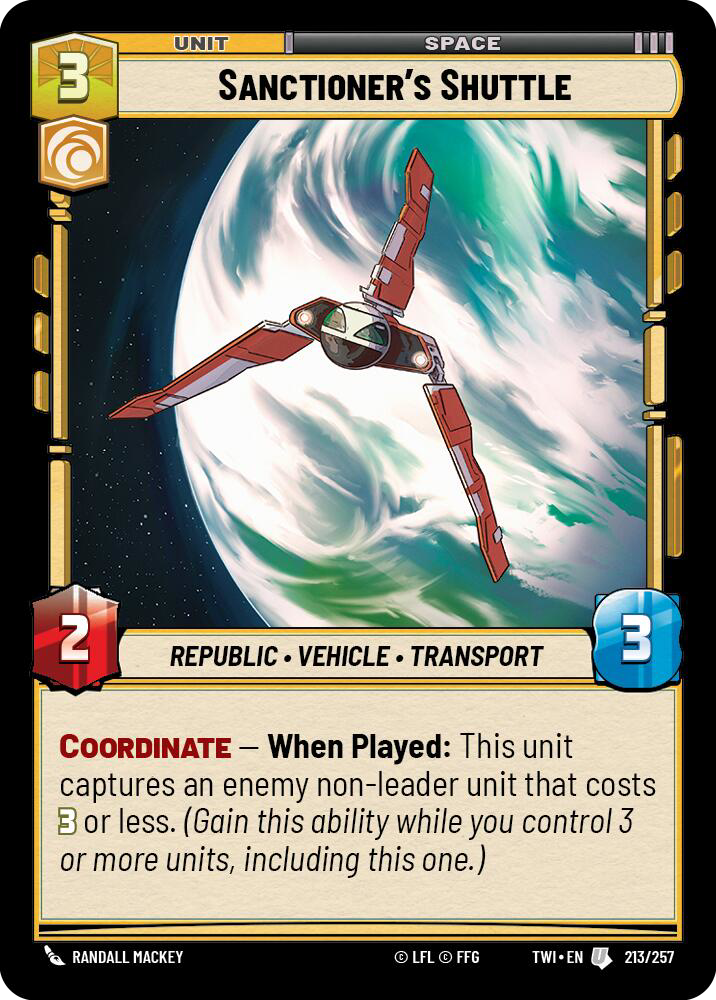 Sanctioner's Shuttle, Twilight of the Republic Card Art