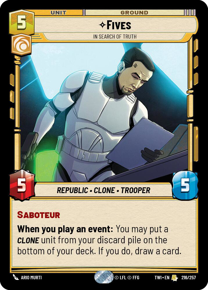 Fives, In Search of Truth, Twilight of the Republic Card Art