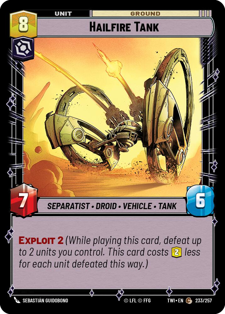 Hailfire Tank, Twilight of the Republic Card Art