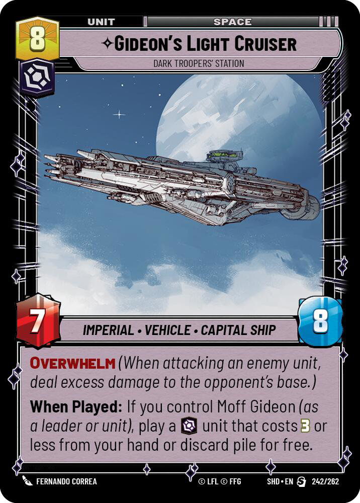 Gideon's Light Cruiser, Dark Troopers' Station, Shadows of the Galaxy Card Art