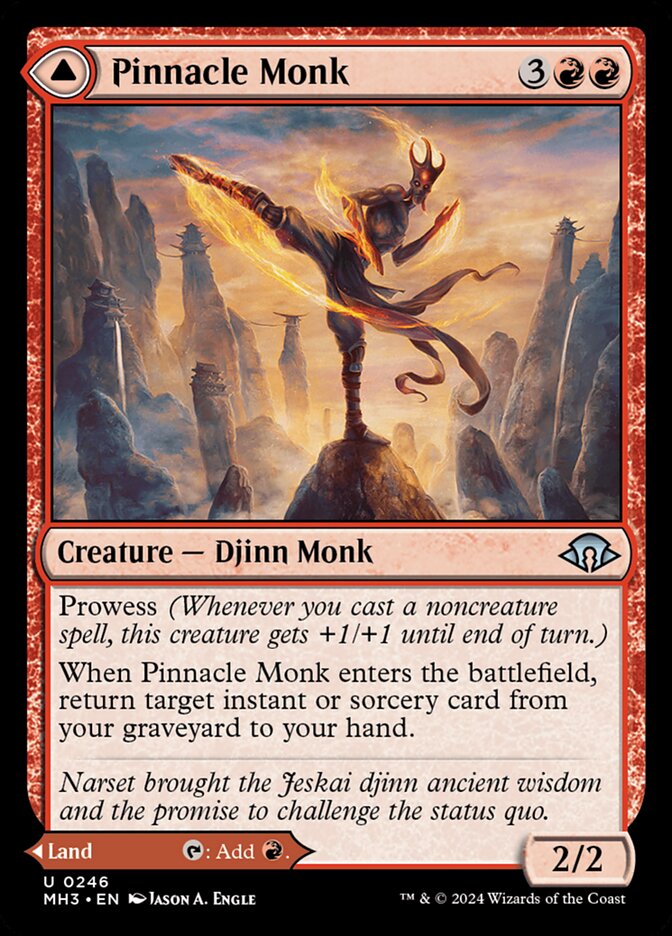 Pinnacle Monk // Mystic Peak, Modern horizons 3 Card Art