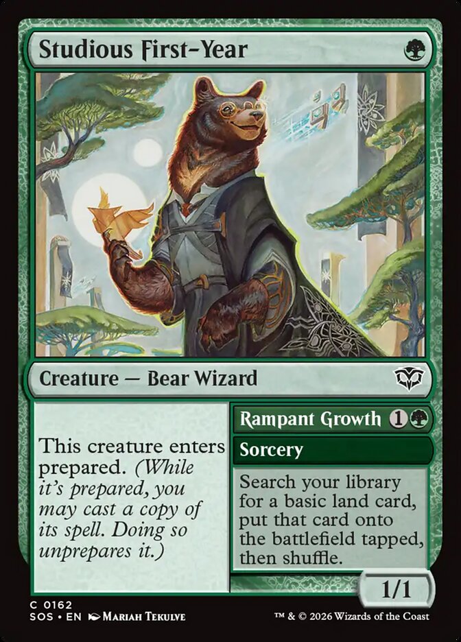 Studious First-Year // Rampant Growth, Secrets Of Strixhaven Card Art