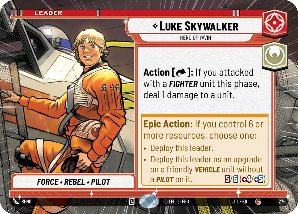 Luke Skywalker, Hero of Yavin, Jump to Lightspeed Card Art