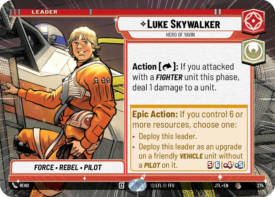 Luke Skywalker, Hero of Yavin, Jump to Lightspeed Card Art