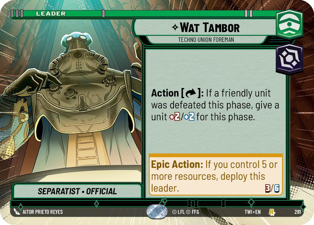 Wat Tambor, Techno Union Foreman, Twilight of the Republic Card Art