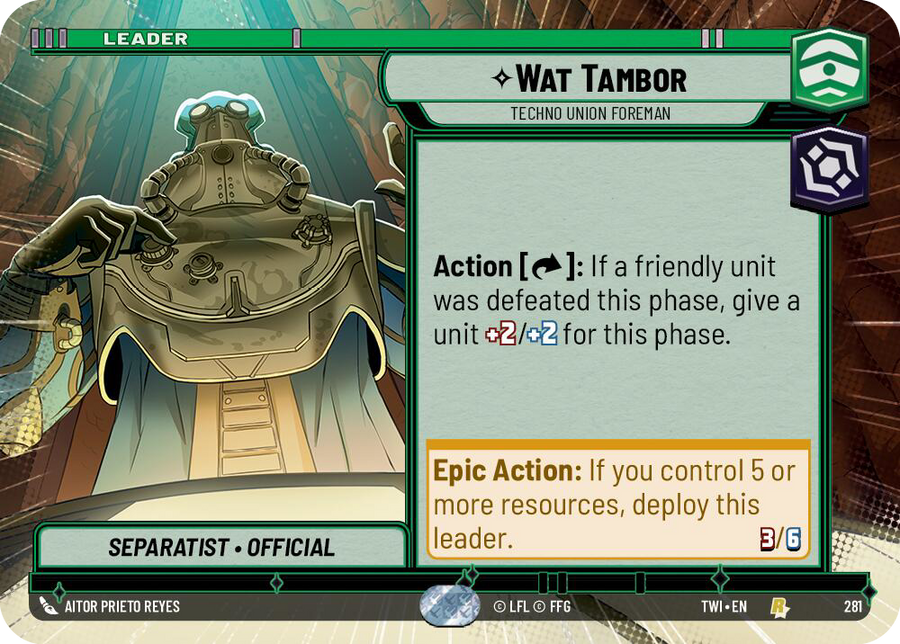 Wat Tambor, Techno Union Foreman, Twilight of the Republic Card Art