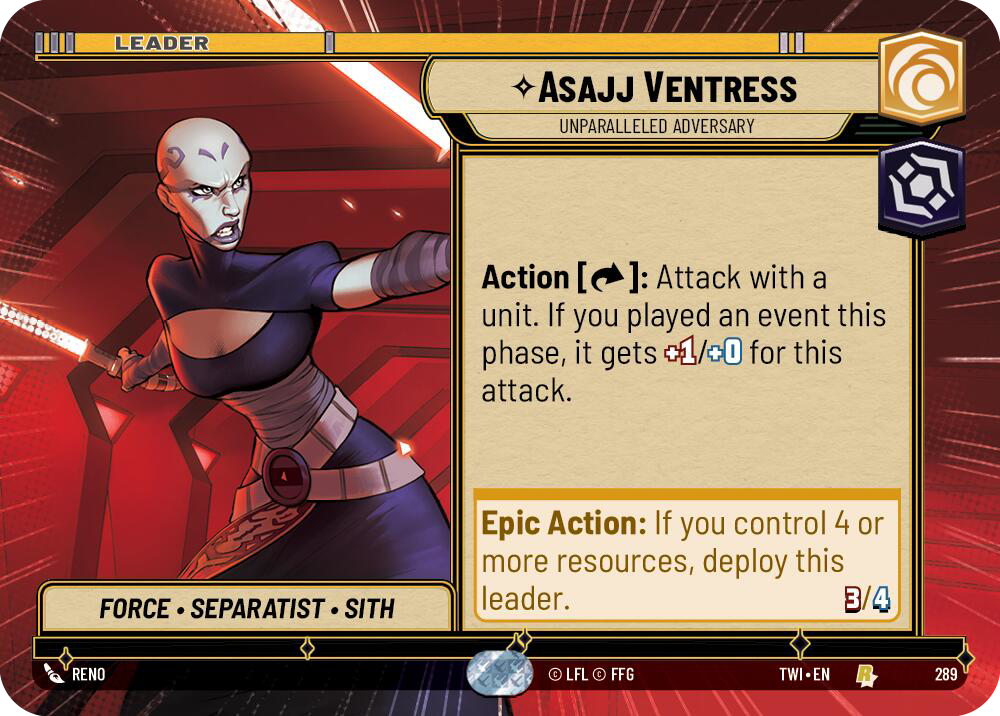 Asajj Ventress, Unparalleled Adversary, Twilight of the Republic Card Art