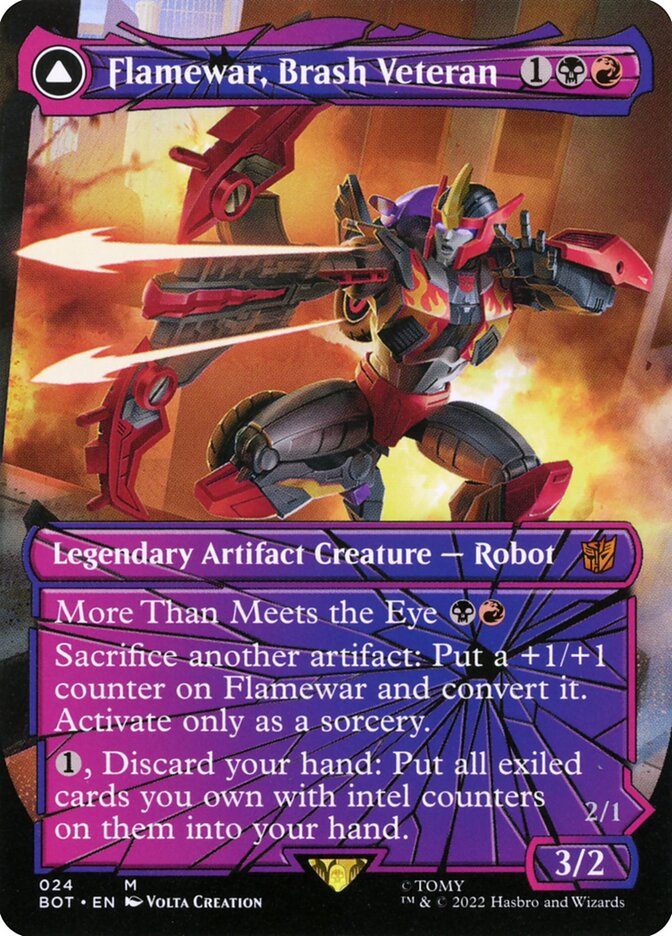 Flamewar, Brash Veteran // Flamewar, Streetwise Operative, Transformers Card Art