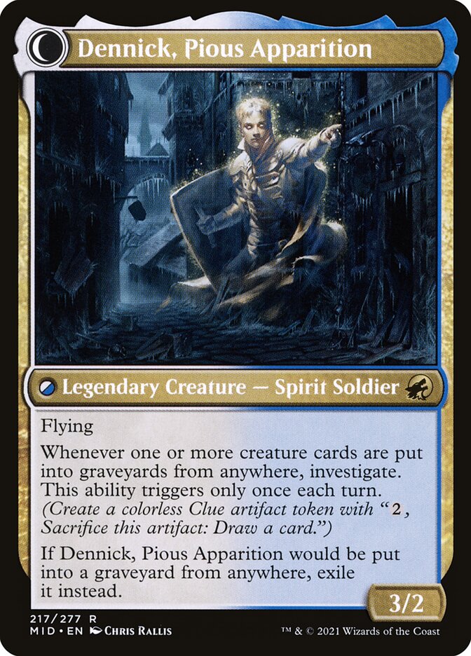 Dennick, Pious Apprentice // Dennick, Pious Apparition, The List Card Art