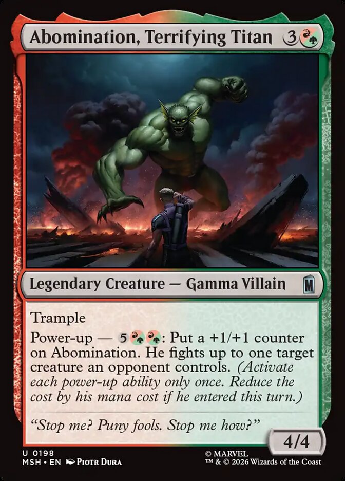 Abomination, Terrifying Titan, Marvel Super Heroes Card Art