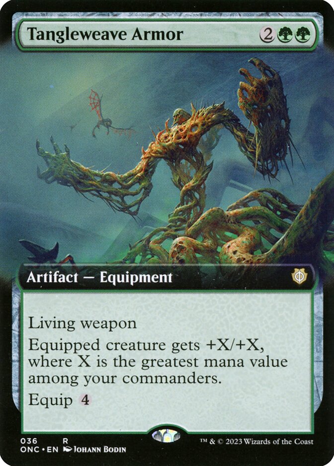 Tangleweave Armor, Phyrexia: all will be one commander Card Art