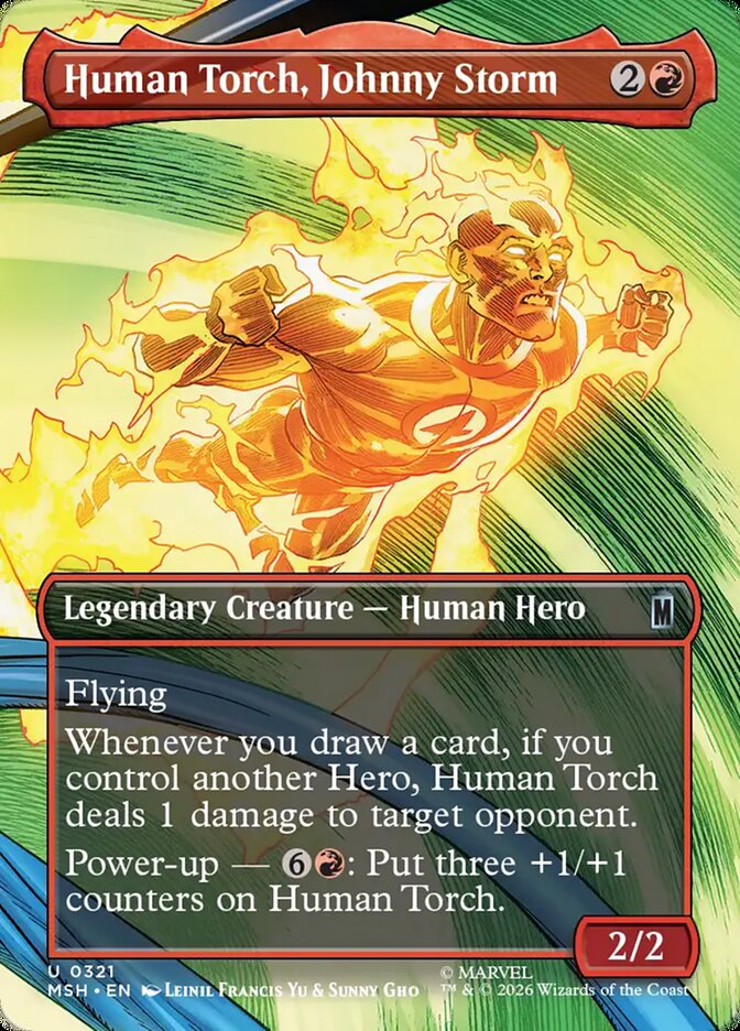 Human Torch, Johnny Storm, Marvel Super Heroes Card Art