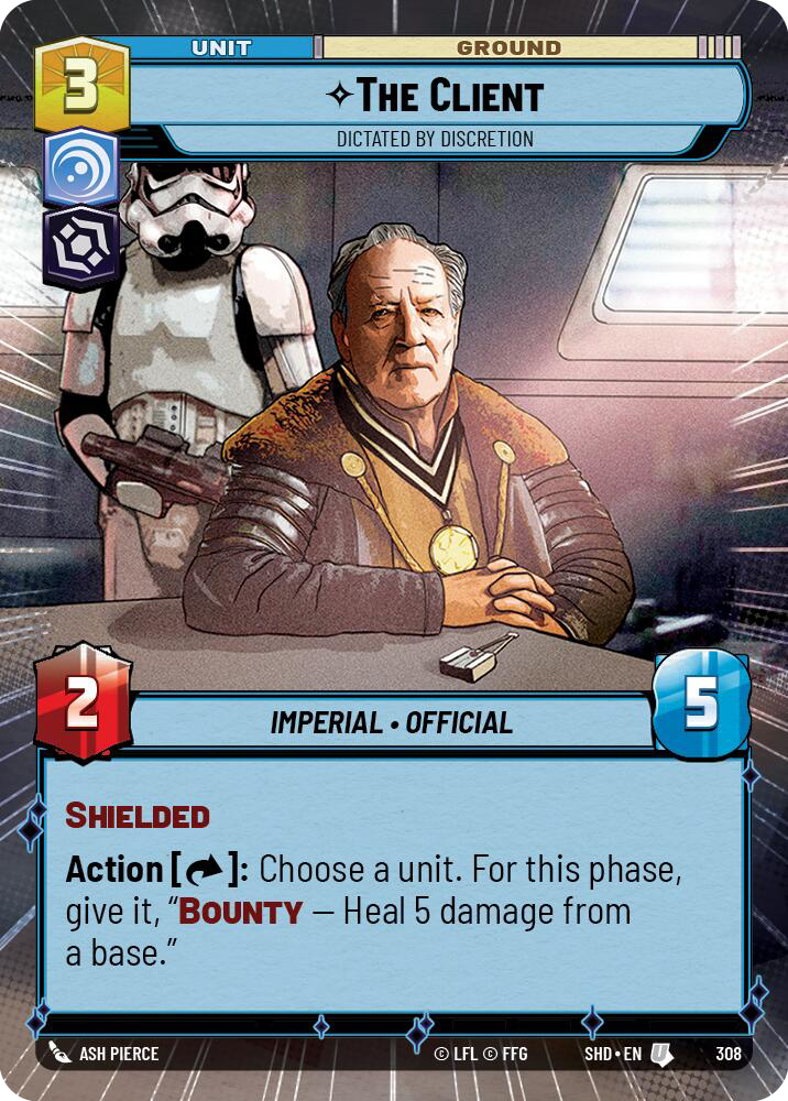 The Client, Dictated by Discretion, Shadows of the Galaxy Card Art