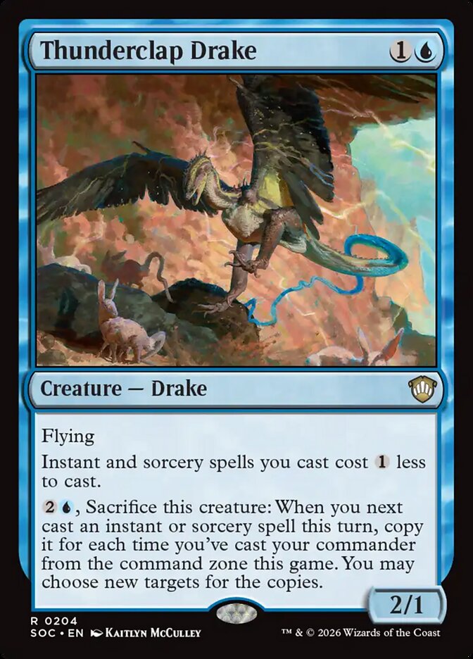 Thunderclap Drake, Secrets Of Strixhaven Commander Card Art