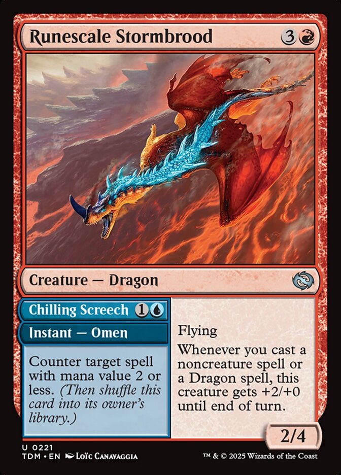 Runescale Stormbrood // Chilling Screech, Tarkir: dragonstorm Card Art