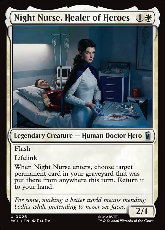 Night Nurse, Healer of Heroes, Marvel Super Heroes Card Art