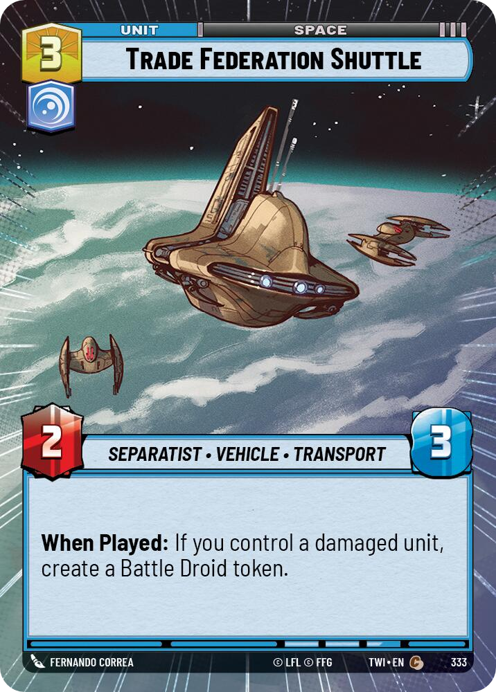 Trade Federation Shuttle, Twilight of the Republic Card Art