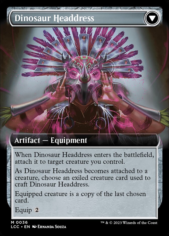 Paleontologist's Pick-Axe // Dinosaur Headdress, The lost caverns of ixalan commander Card Art