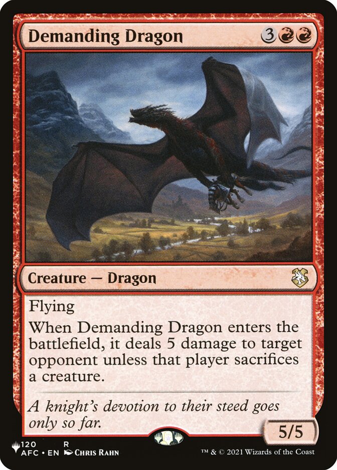 Demanding Dragon, The list Card Art