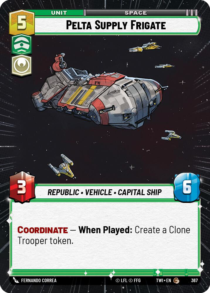 Pelta Supply Frigate, Twilight of the Republic Card Art