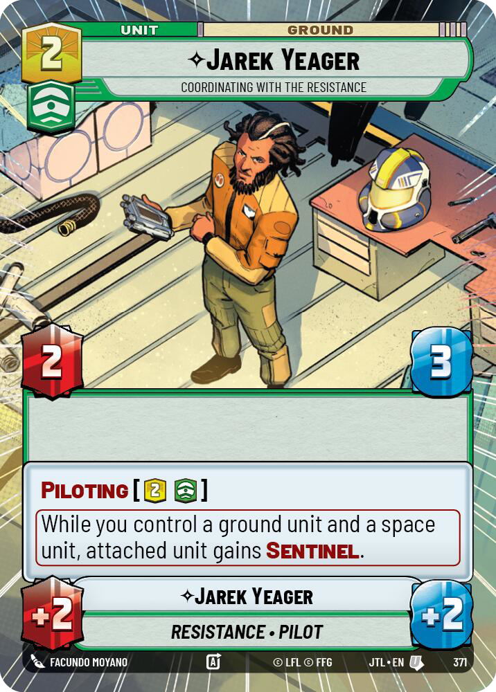 Jarek Yeager, Coordinating With The Resistance, Jump to Lightspeed Card Art