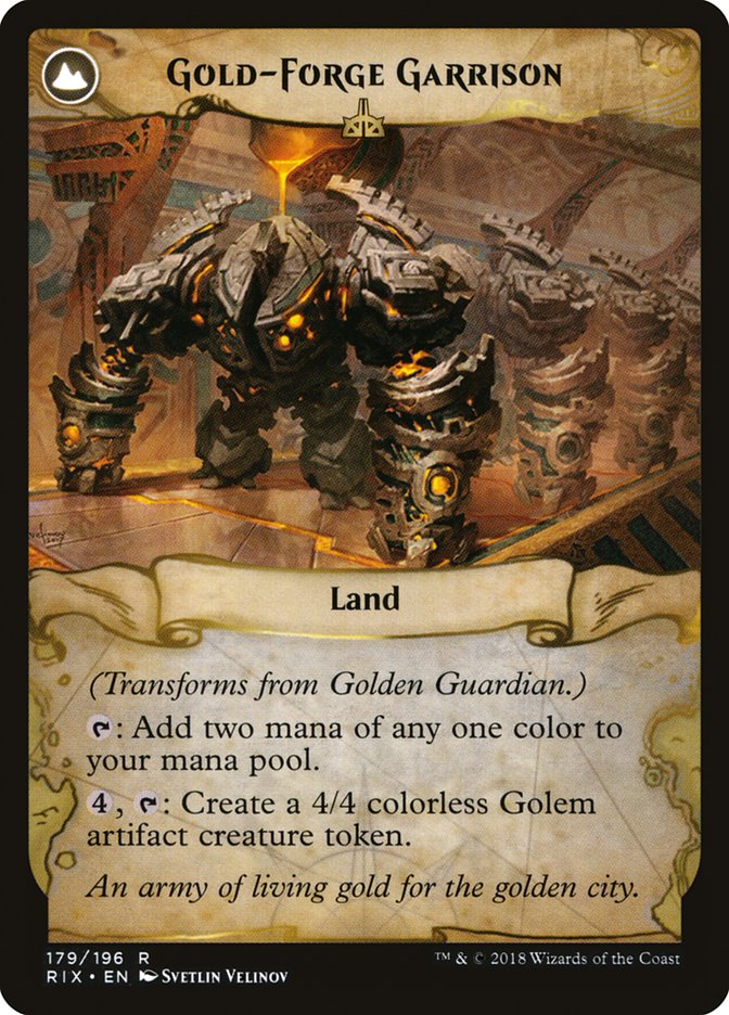 Golden Guardian // Gold-Forge Garrison, Rivals of ixalan Card Art