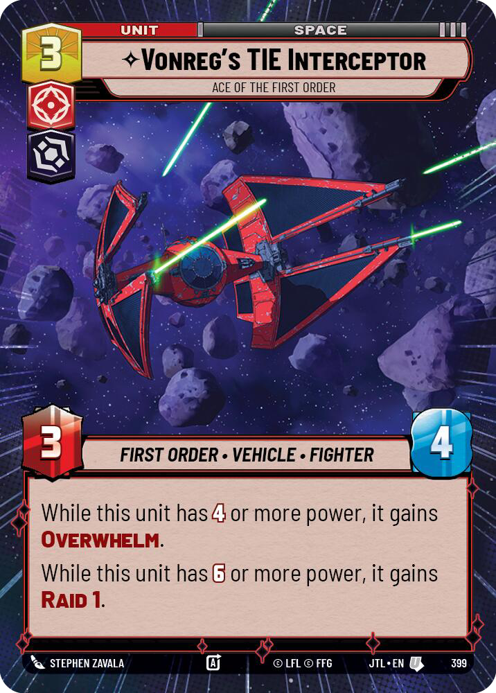 Vonreg's TIE Interceptor, Ace of the First Order, Jump to Lightspeed Card Art