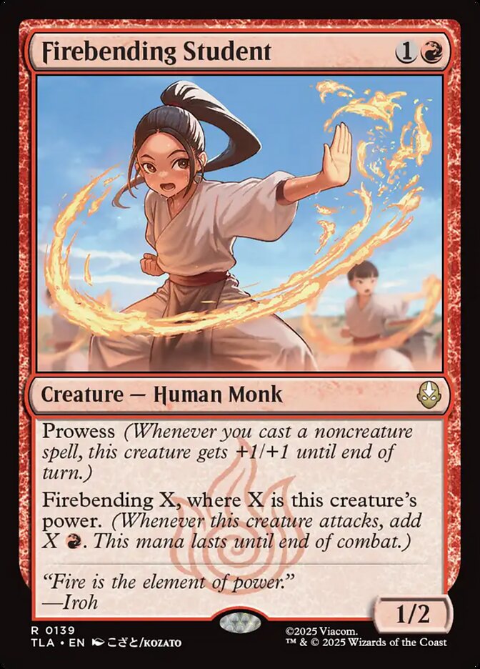 Firebending Student, Avatar: The Last Airbender Card Art