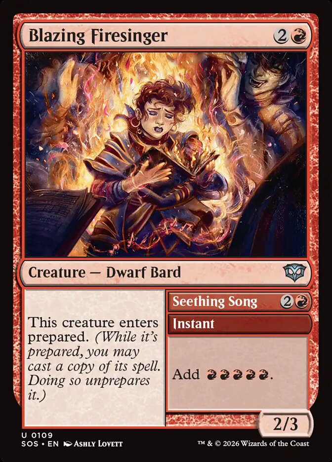 Blazing Firesinger // Seething Song, Secrets Of Strixhaven Card Art