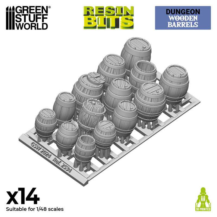 Green Stuff World - 14 Wooden Barrels