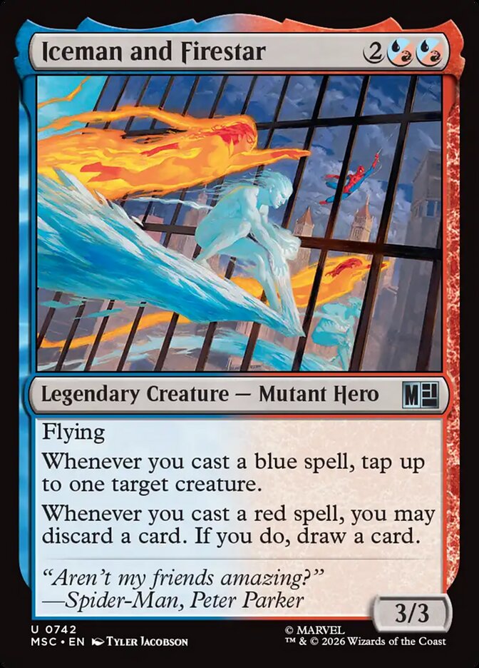 Iceman and Firestar, Marvel Super Heroes Commander Card Art