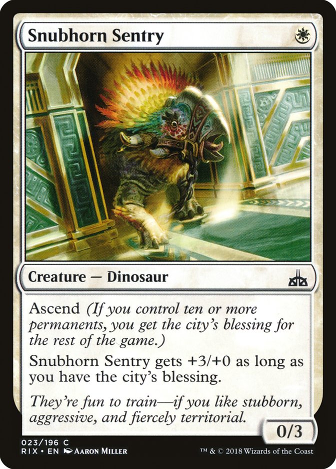Snubhorn Sentry, Rivals Of Ixalan Card Art