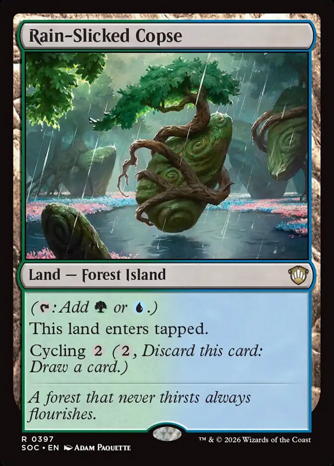 Rain-Slicked Copse, Secrets Of Strixhaven Commander Card Art