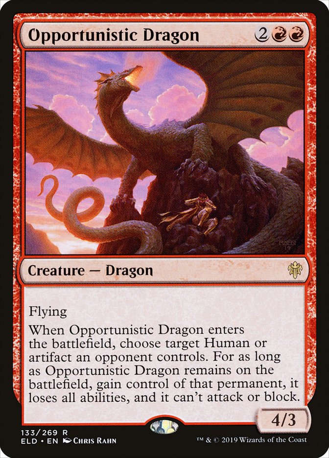 Opportunistic Dragon, Throne of eldraine Card Art