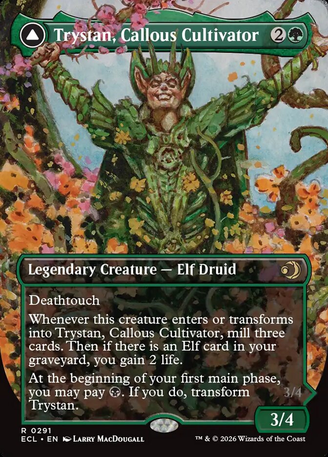 Trystan, Callous Cultivator // Trystan, Penitent Culler, Lorwyn Eclipsed Card Art