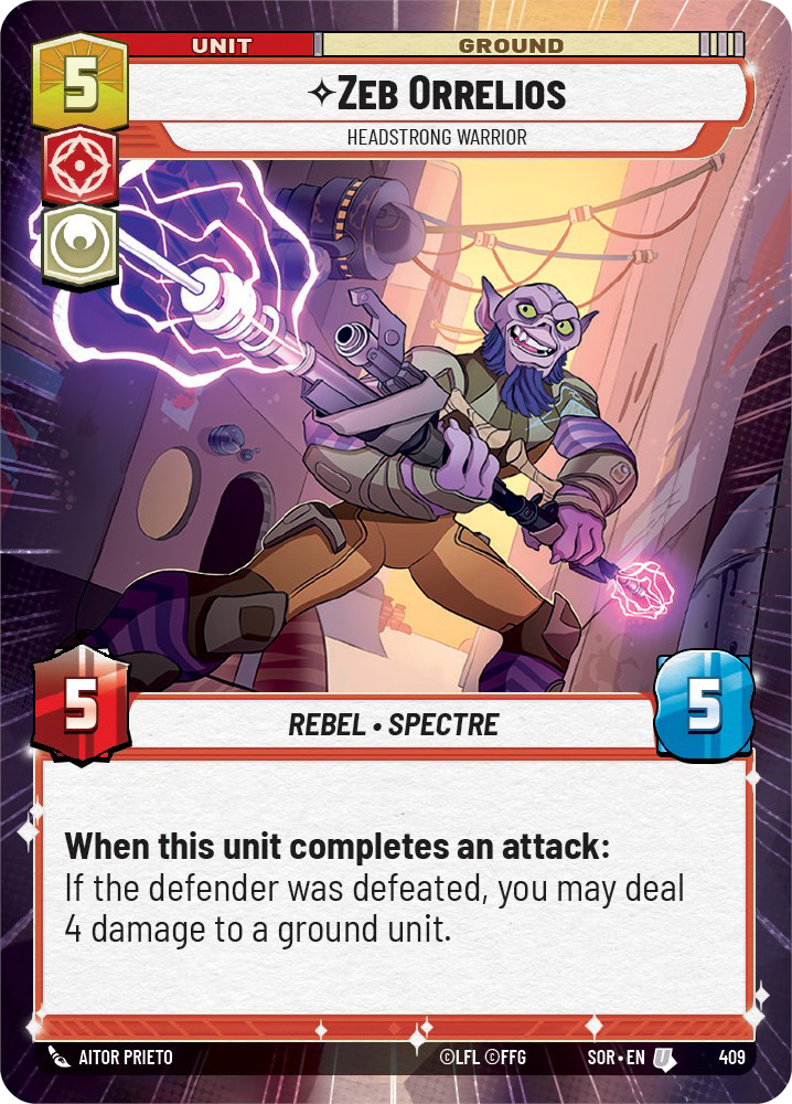 Zeb Orrelios, Headstrong Warrior, Spark of Rebellion Card Art