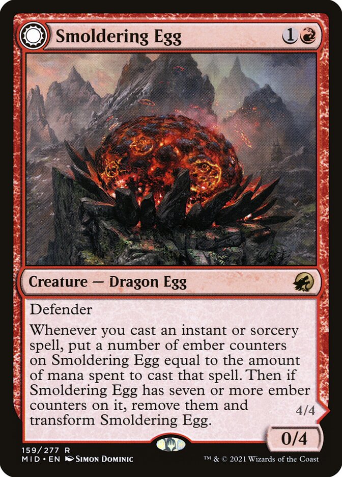 Smoldering Egg // Ashmouth Dragon, Innistrad: Midnight Hunt Card Art