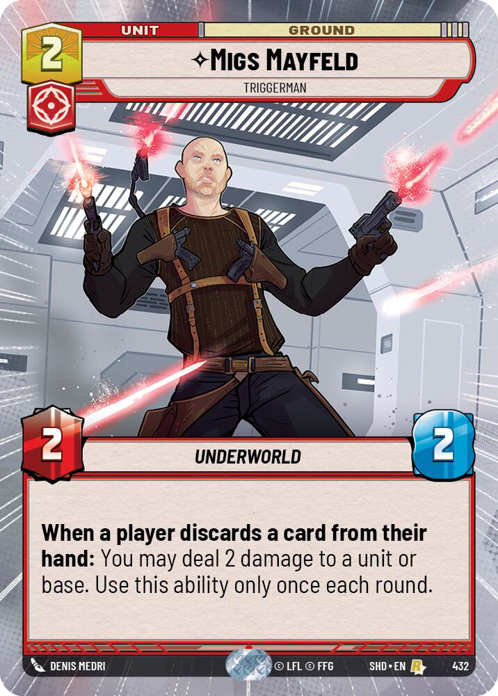 Migs Mayfeld, Triggerman, Shadows of the Galaxy Card Art