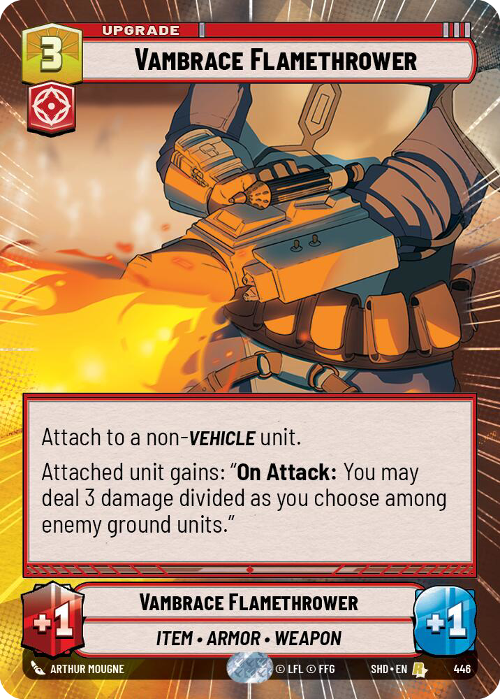 Vambrace Flamethrower, Shadows of the Galaxy Card Art