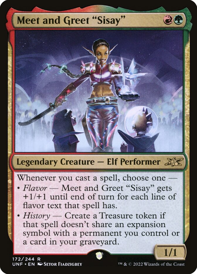 Meet and Greet "Sisay", Unfinity Card Art