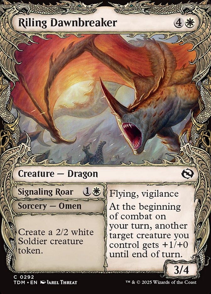 Riling Dawnbreaker // Signaling Roar, Tarkir: Dragonstorm Card Art